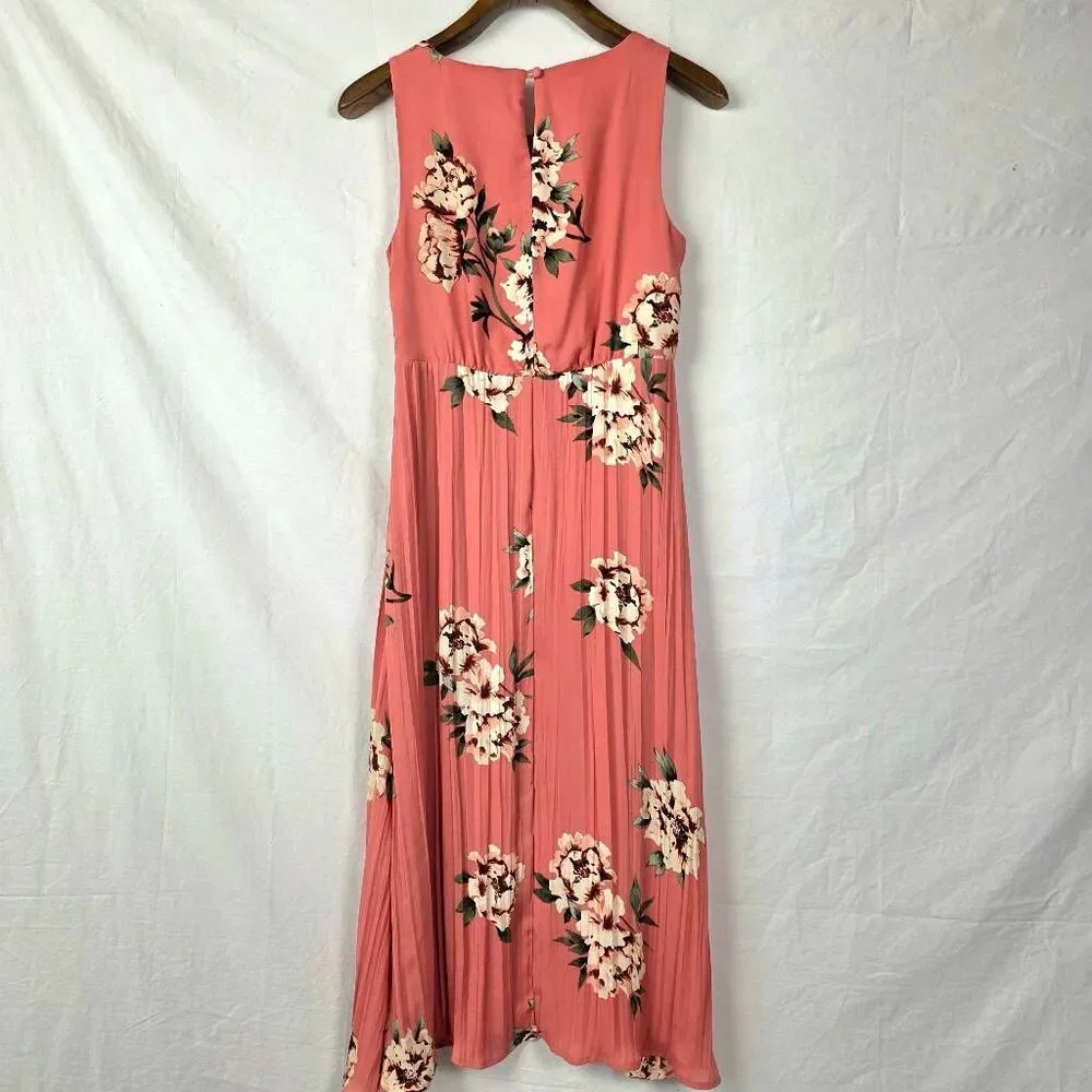 Christopher & Banks 6P Coral Floral Maxi Dress Petite - Picture 5 of 8
